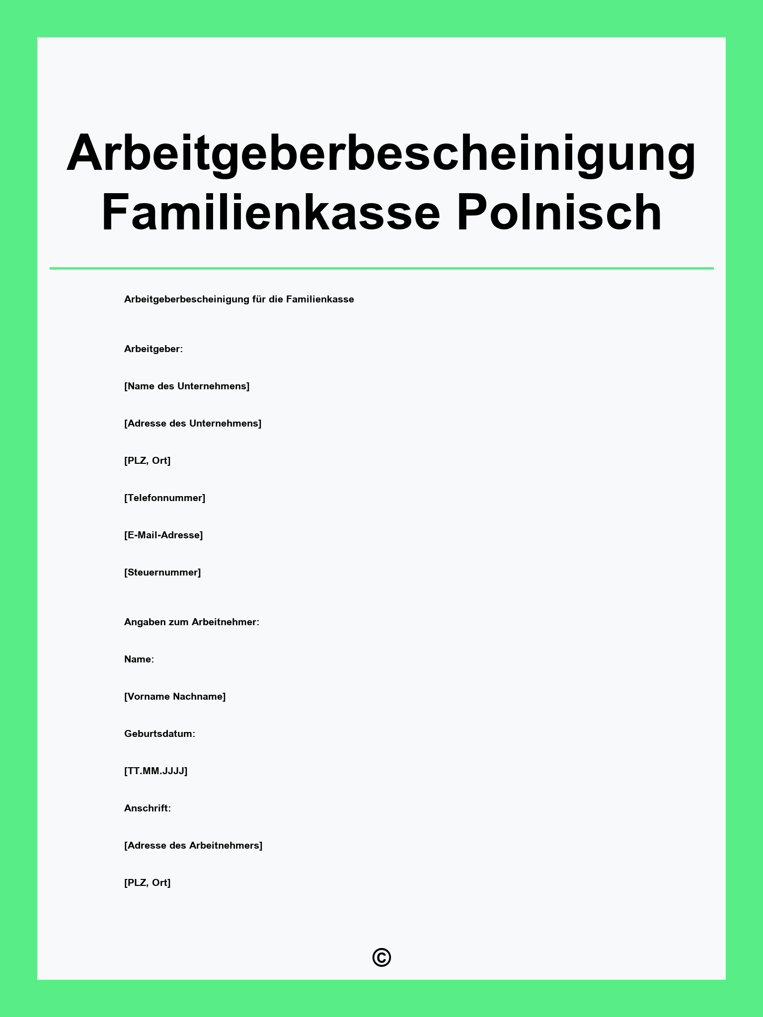 Arbeitgeberbescheinigung Familienkasse Polnisch