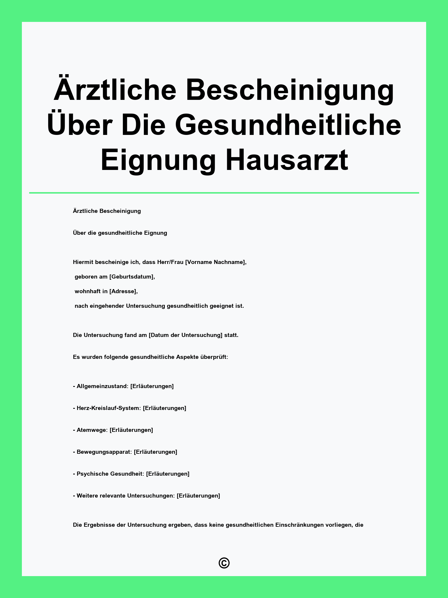Ärztliche Bescheinigung Über Die Gesundheitliche Eignung Hausarzt