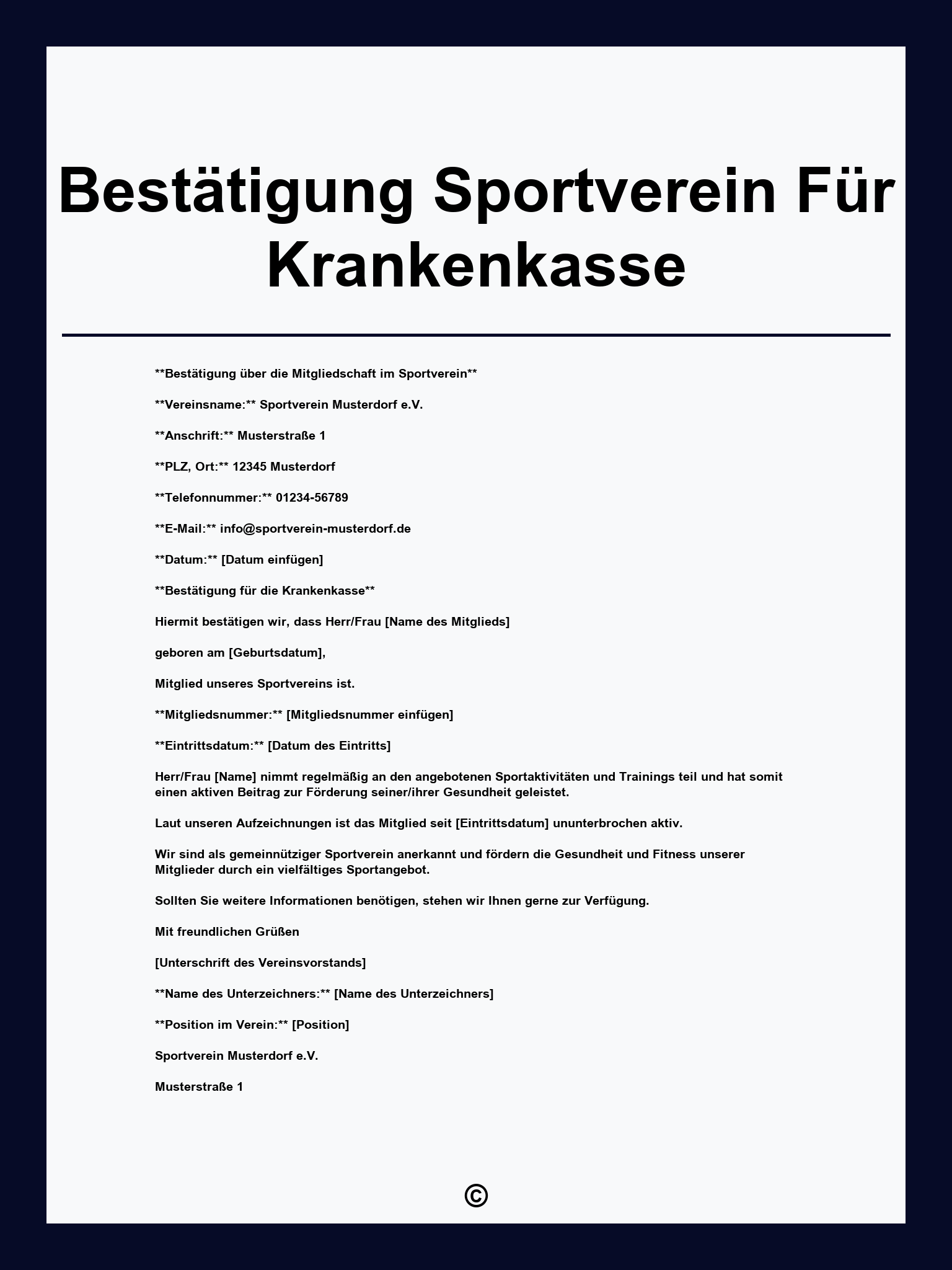 Bestätigung Sportverein Für Krankenkasse