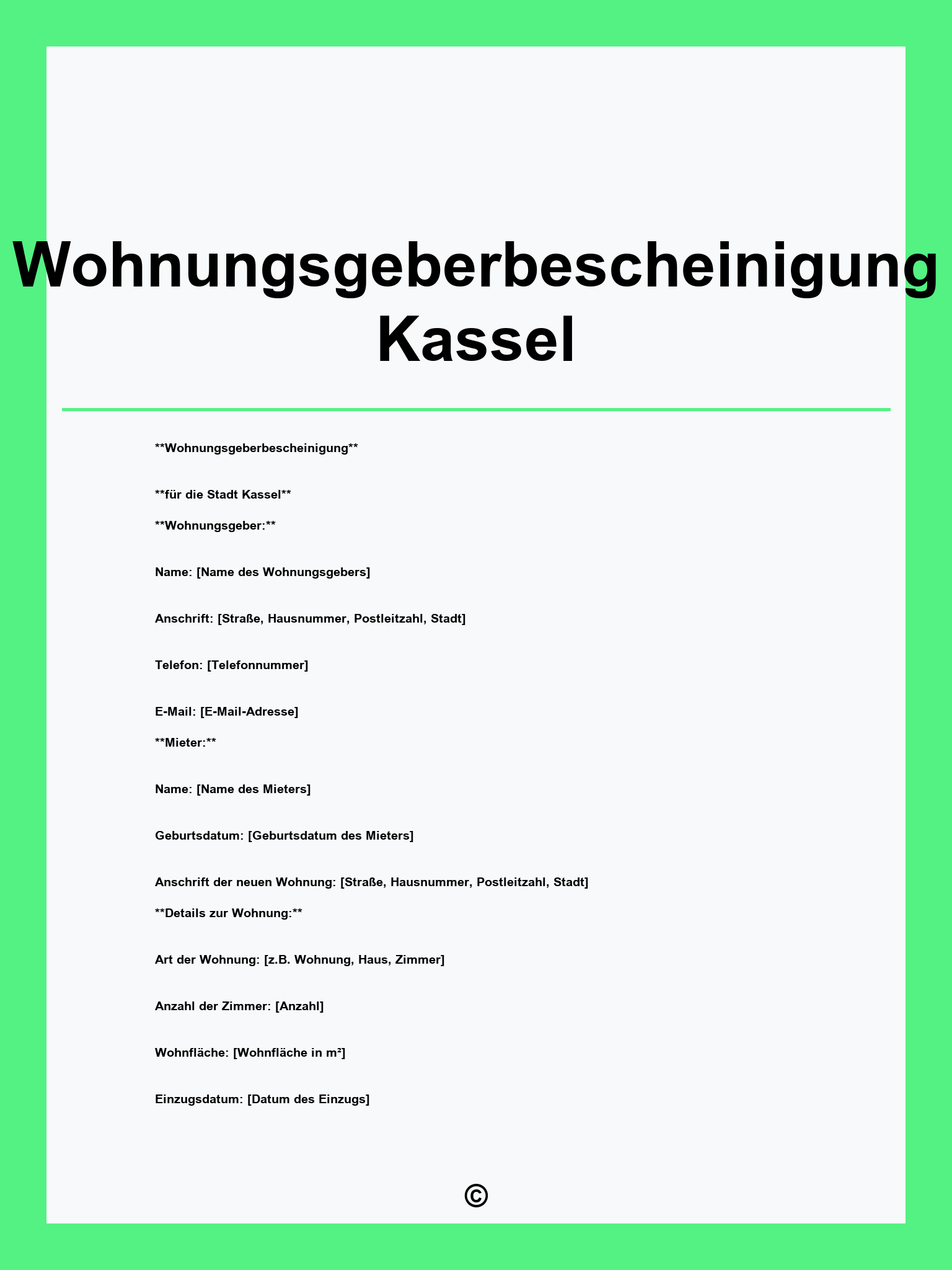 Wohnungsgeberbescheinigung Kassel