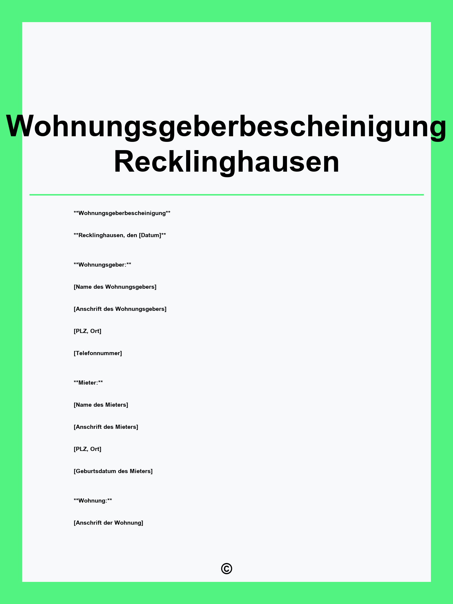 Wohnungsgeberbescheinigung Recklinghausen