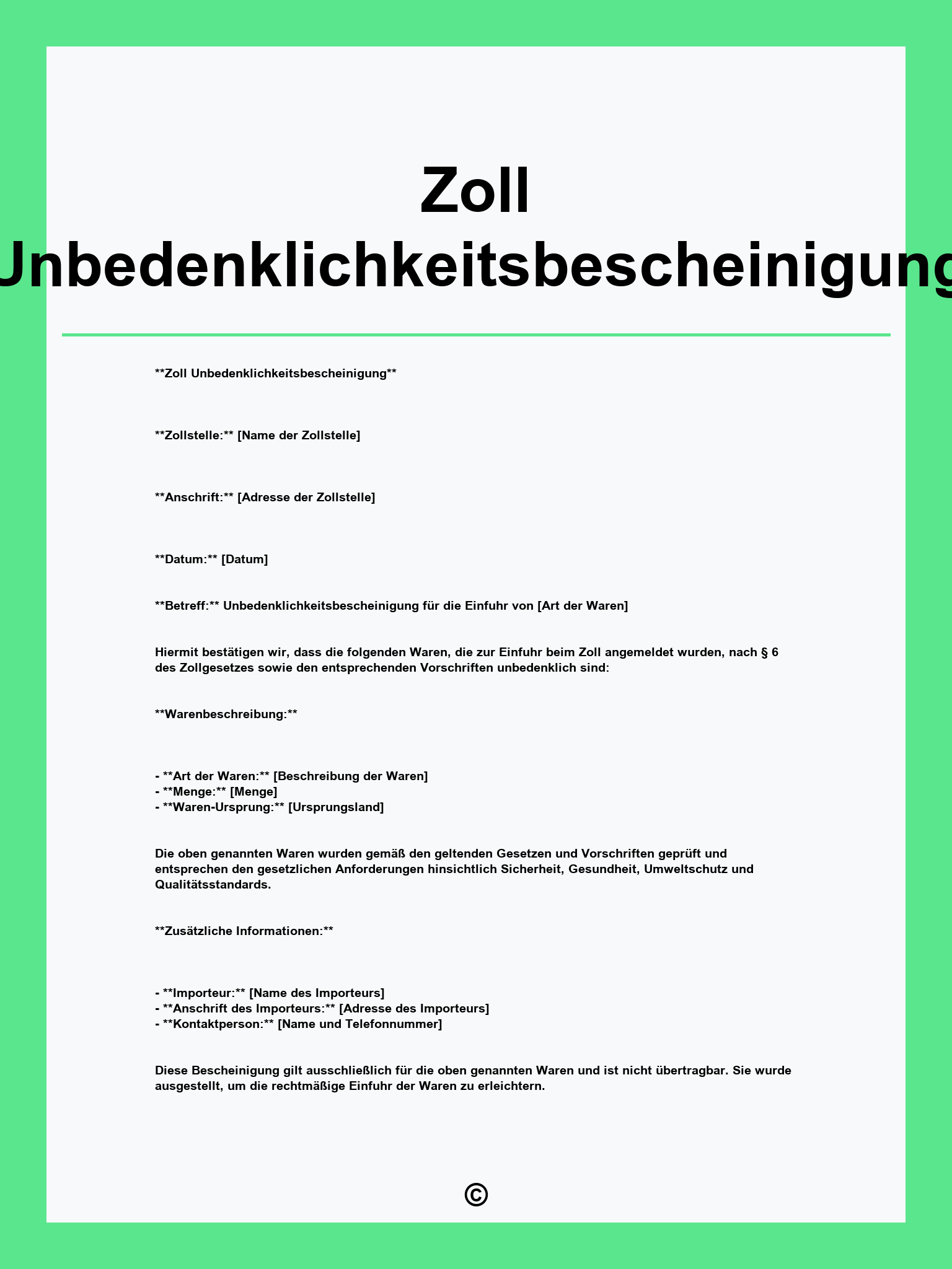 Zoll-Unbedenklichkeitsbescheinigung